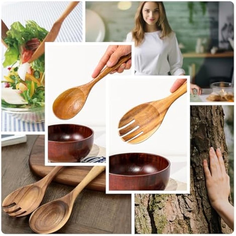 Teak Wooden Spork Pack of 2, Teak Wood Sporks for Cooking & Serving - Image 4